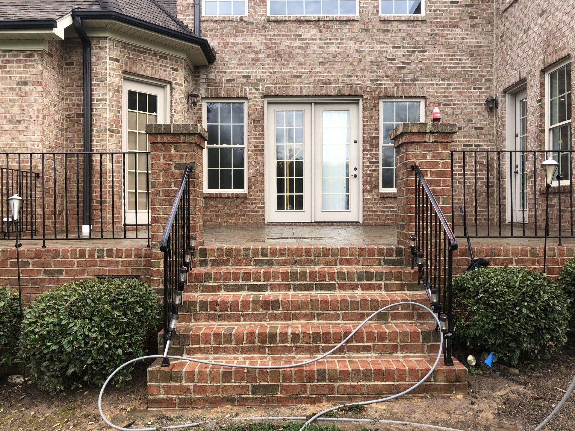 Back Porch of Large Stone Home in Greensboro, NC