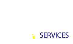 A blue and white logo for top quality services