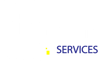A blue and white logo for top quality services