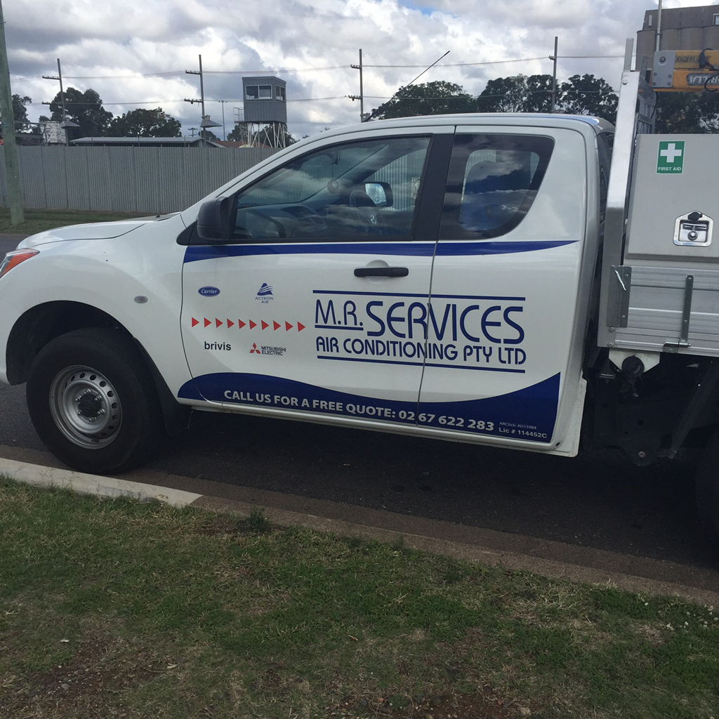 White Work Truck With Mr  Services Air Conditioning Pty Ltd — M.R. Services Air Conditioning Pty Ltd In Taminda, NSW