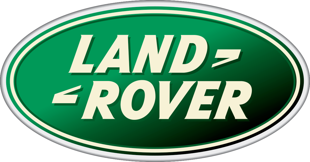 A green and white land rover logo on a white background