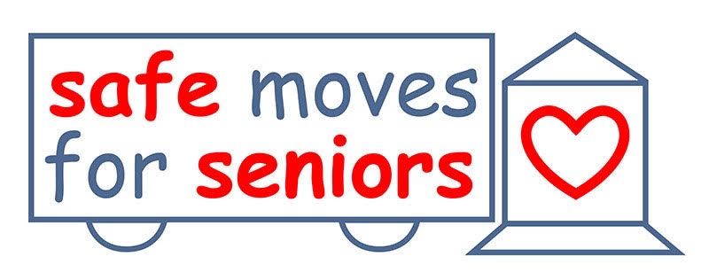 A logo for safe moves for seniors with a heart and a house.