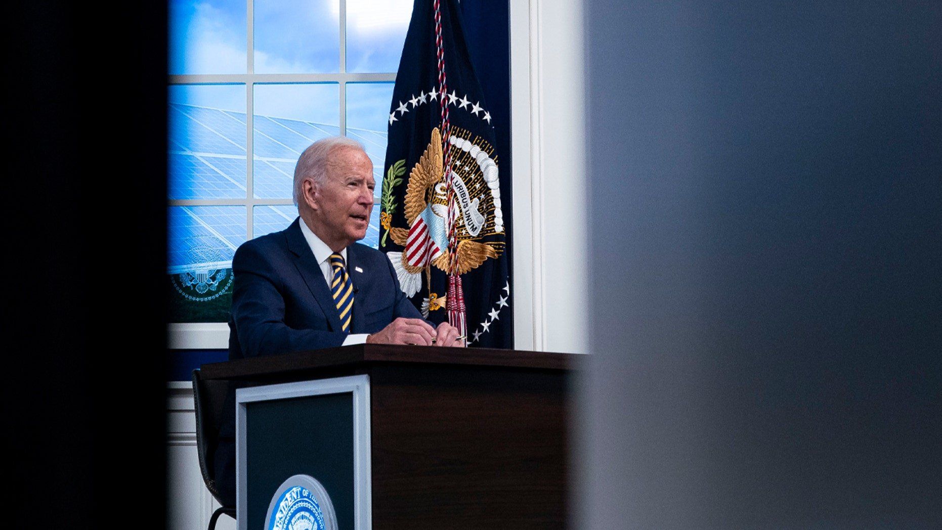 President Joe Biden speaks during a conference call on climate change on Sept. 17, 2021, in Washington, D.C.  (Photo by Al Drago/Getty Images)