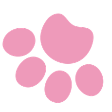 a pink paw print on a white background .