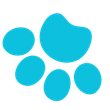a blue paw print on a white background