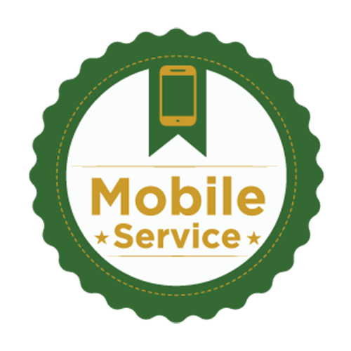 A green circle with the words mobile service on it