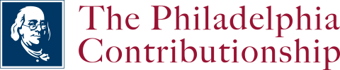 Logo for The Philadelphia Contributorship, with a portrait of Benjamin Franklin in a blue square.