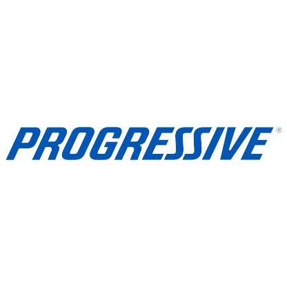 Progressive logo in blue font.