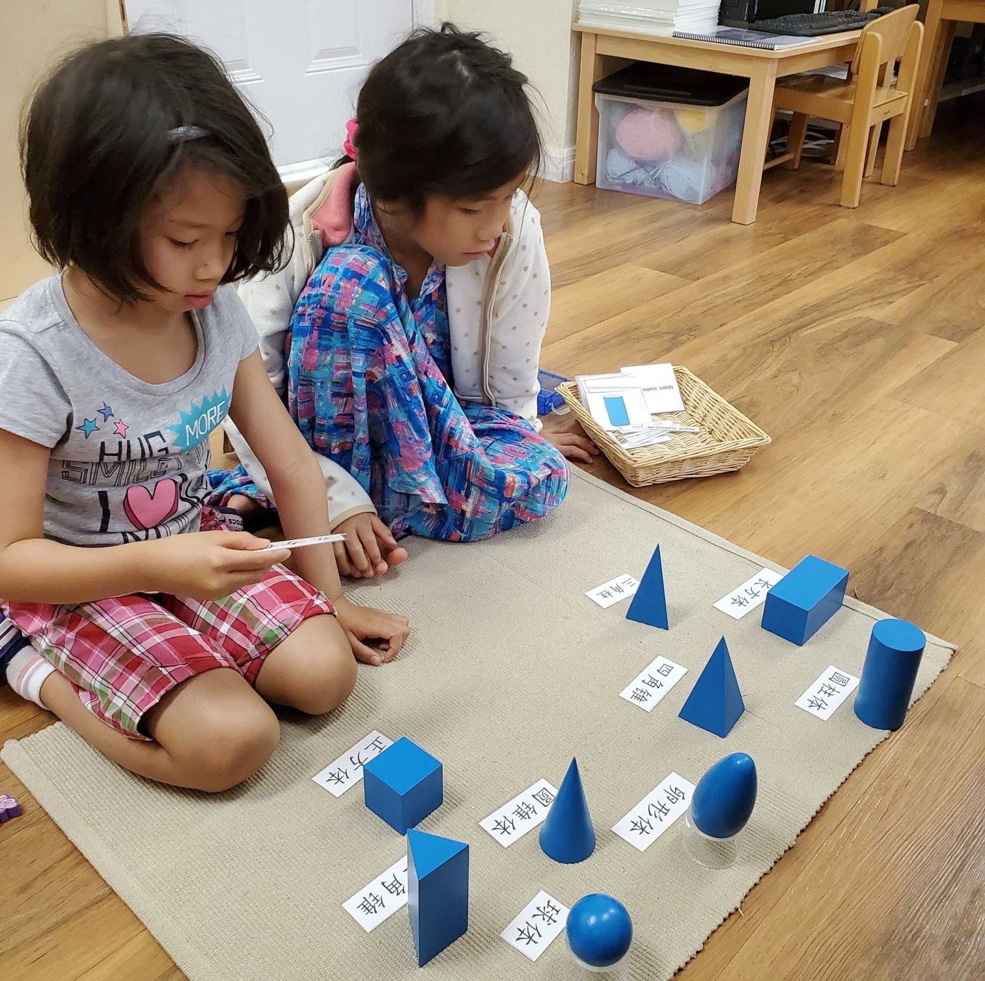 Children working with Montessori materials