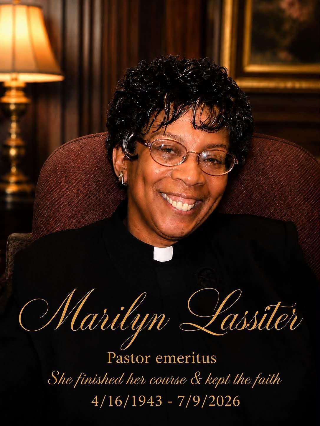 Celebration of Life services for Reverend Marilyn Lassiter, Pastor Emeritus