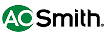 Logo for A. O. Smith, a company. Features 