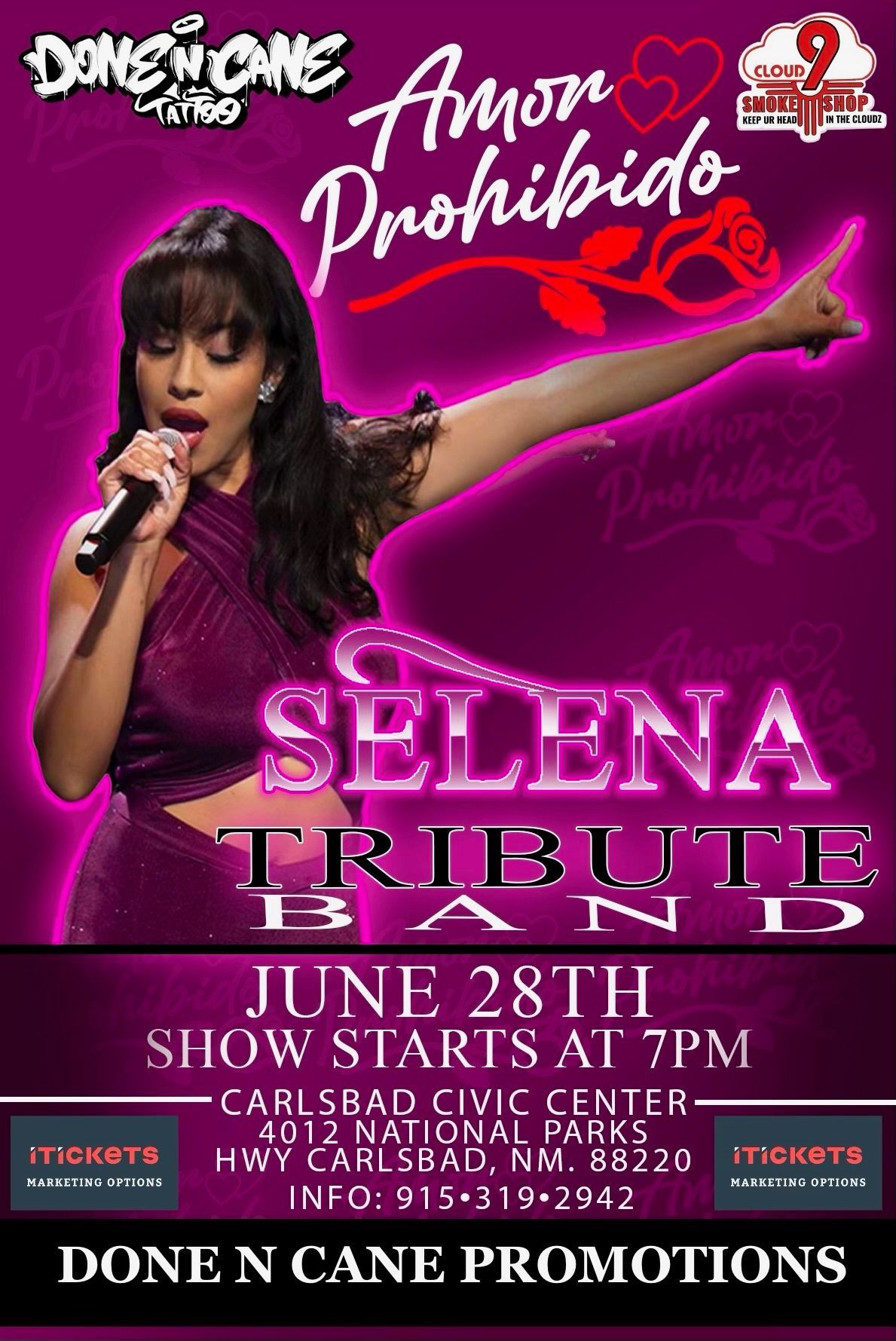 Selena Tribute Band Flyer. June 28, 2024