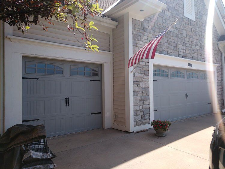 before and after picture of garage door project