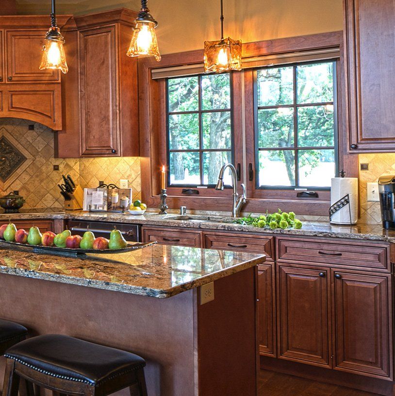 double hung windows in country home kitchen
