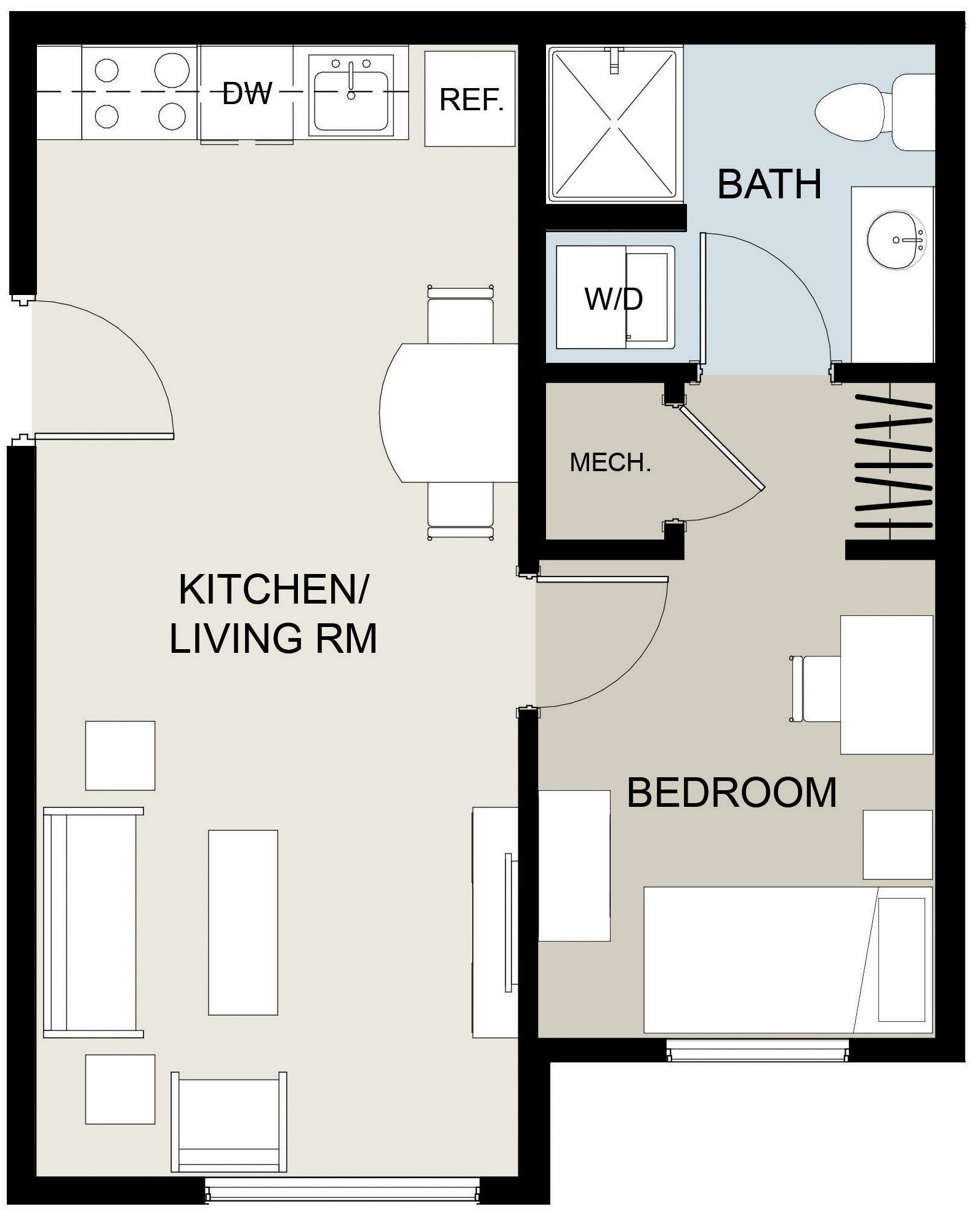 UNIT 1H  1-Bed, 1-Bath