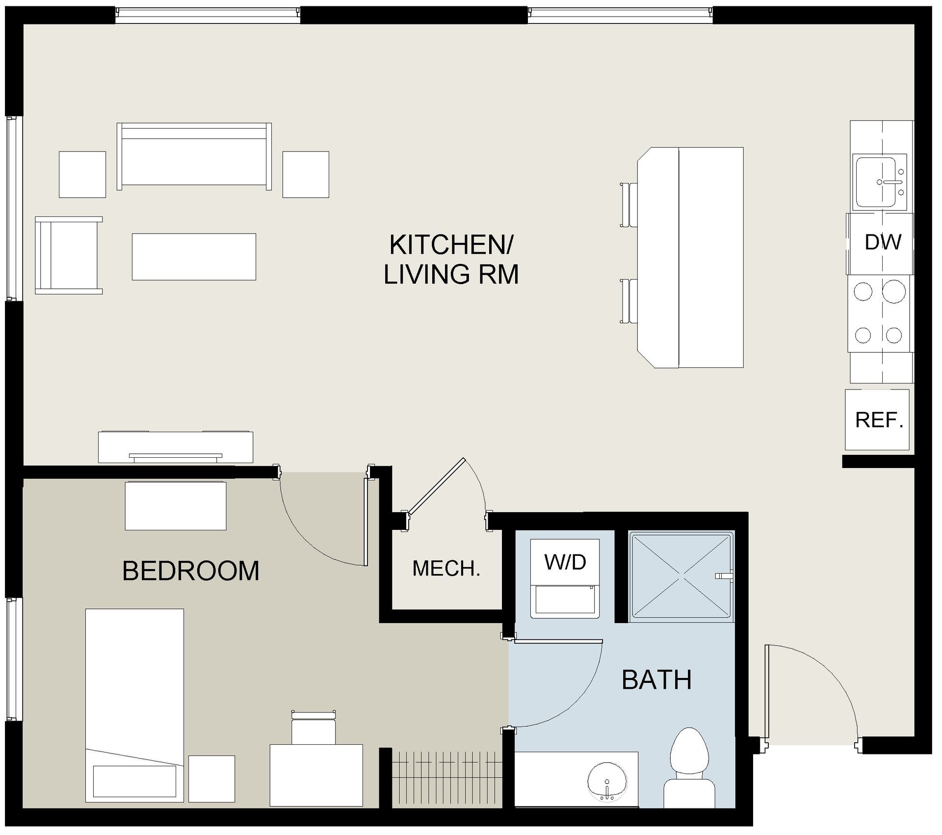UNIT 1K  1-Bed, 1-Bath