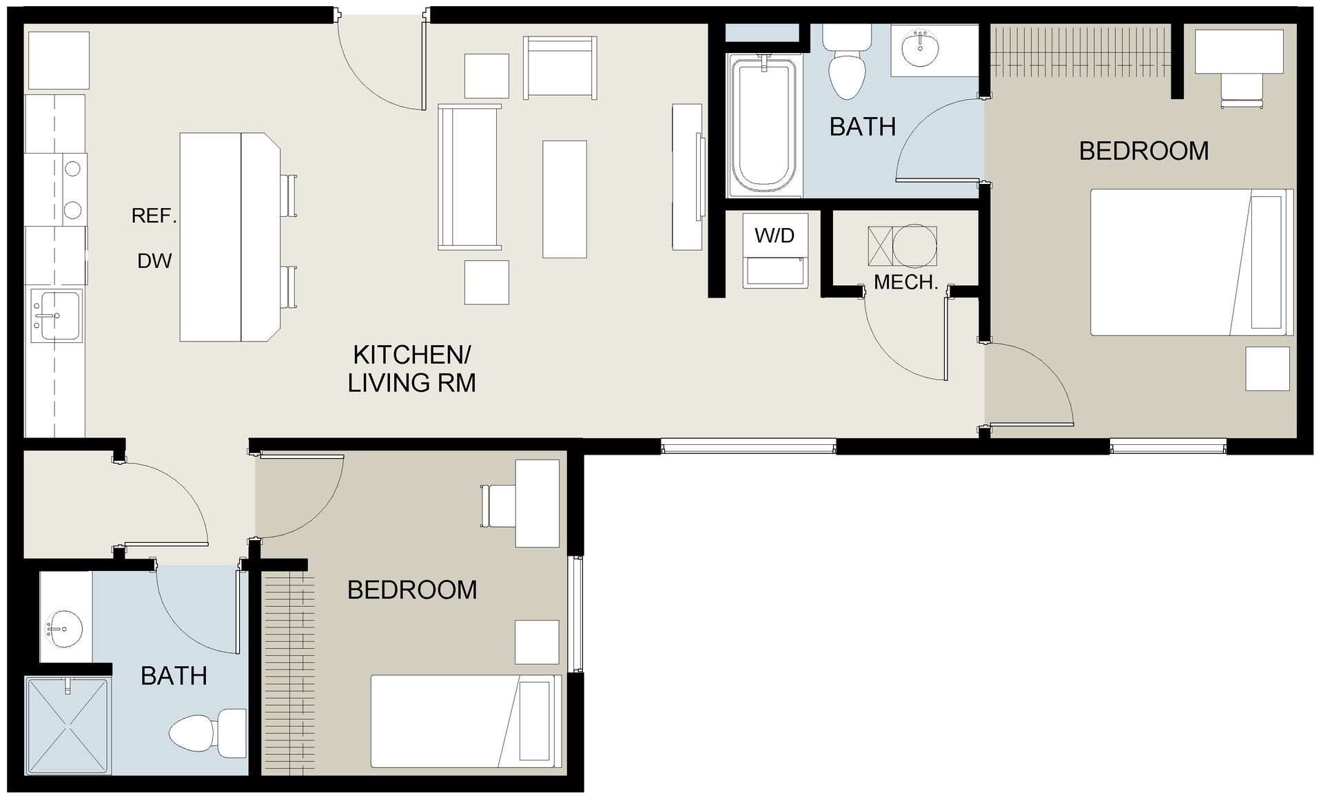 UNIT 2G  2-Beds, 2-Baths