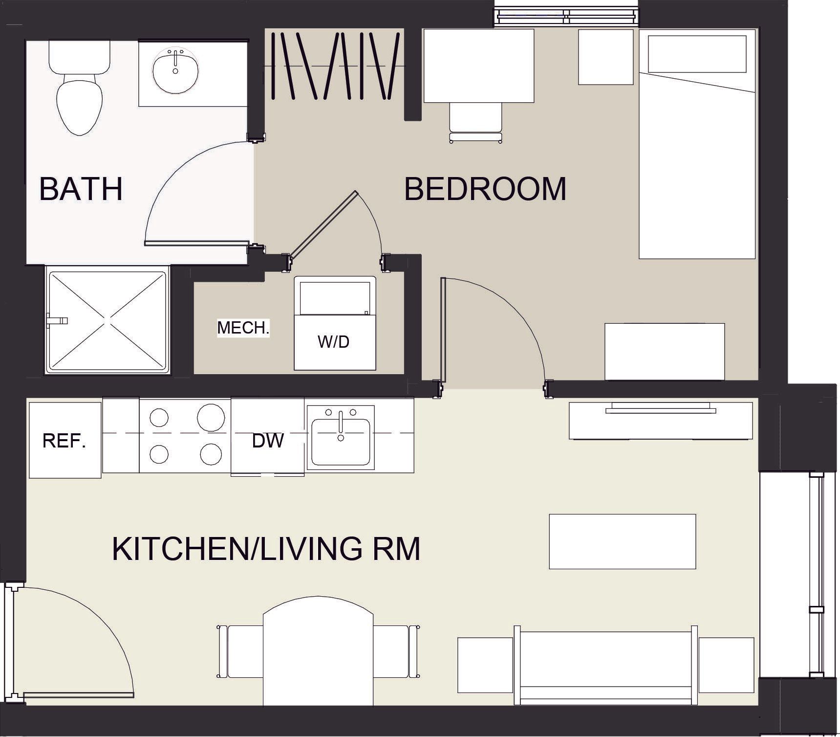 UNIT 1C  1-Bed, 1-Bath