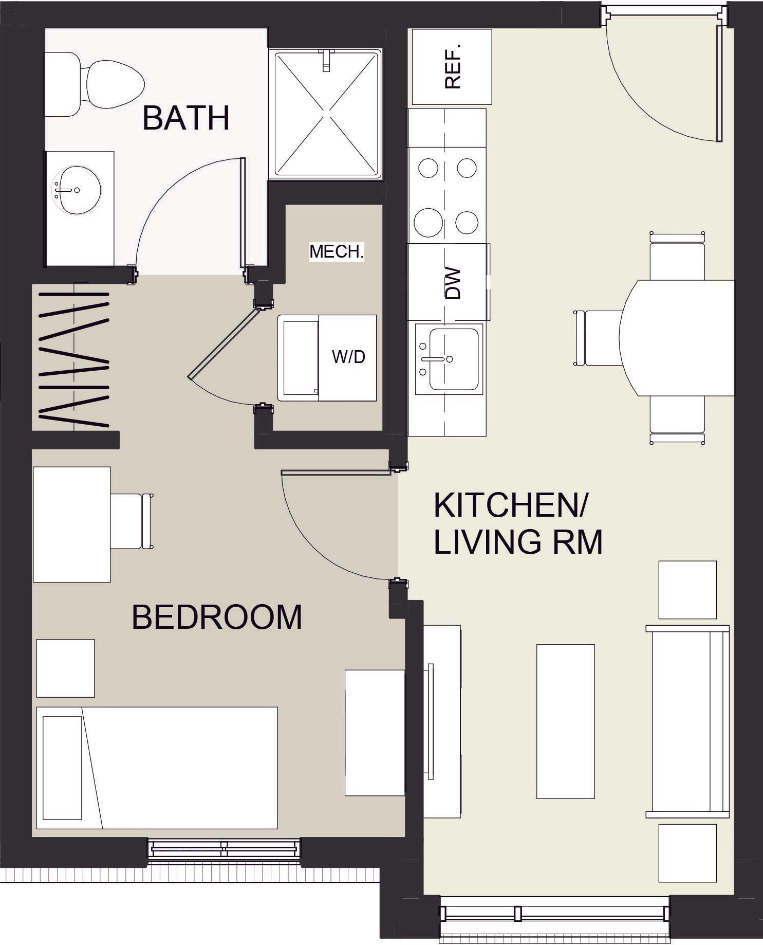 UNIT 1D  1-Bed, 1-Bath