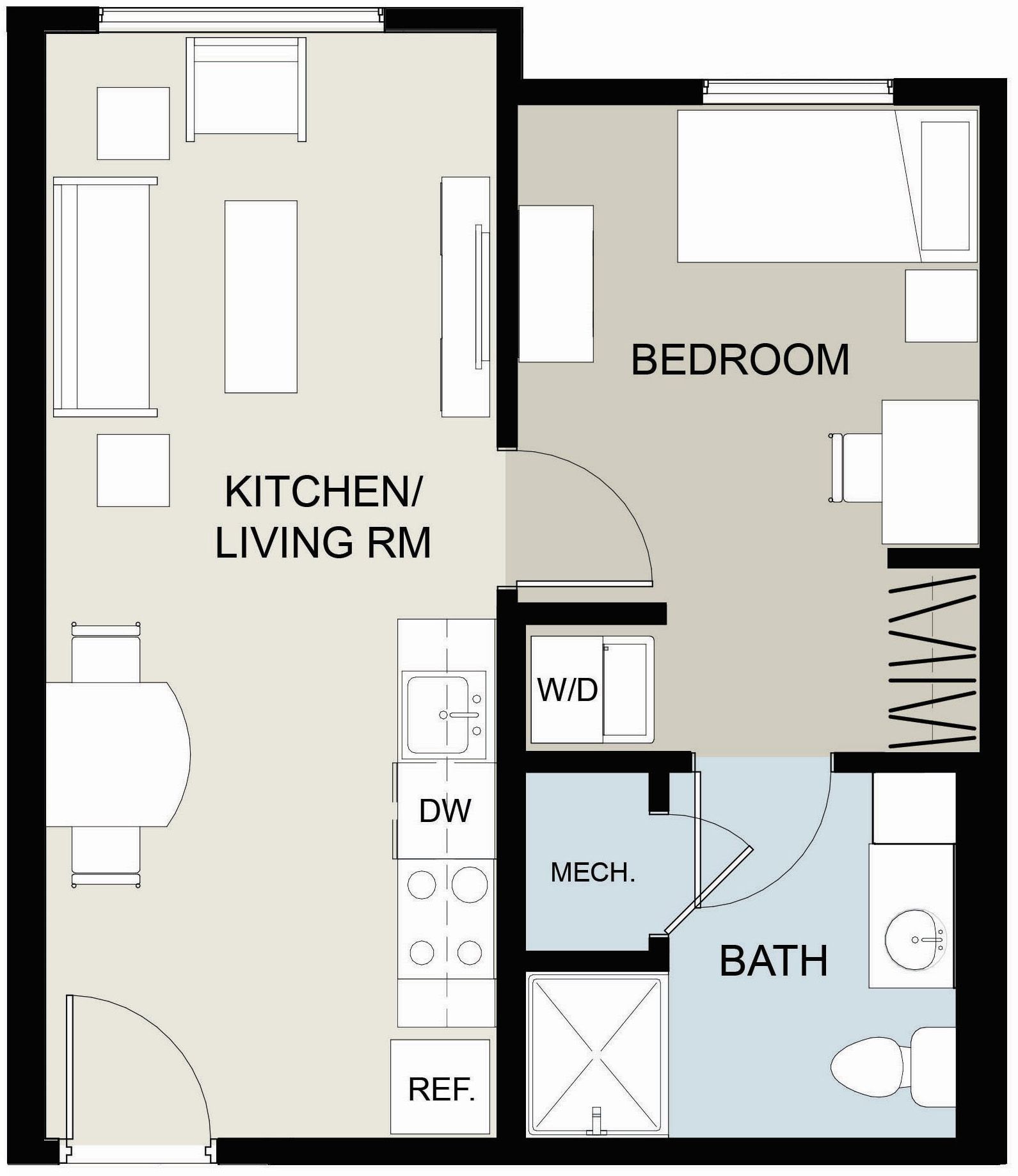 UNIT 1E  1-Bed, 1-Bath