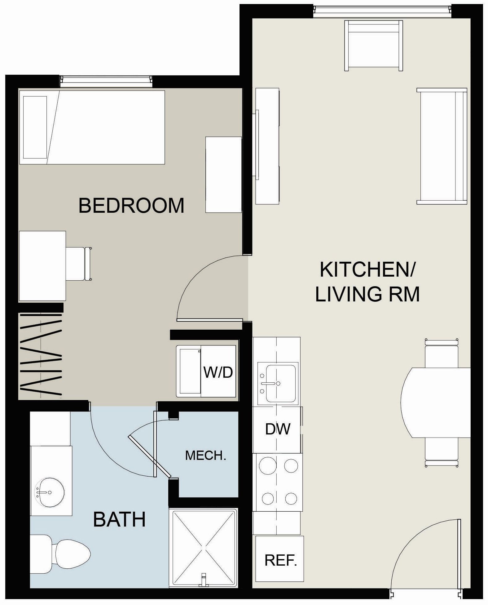 UNIT 1F  1-Bed, 1-Bath
