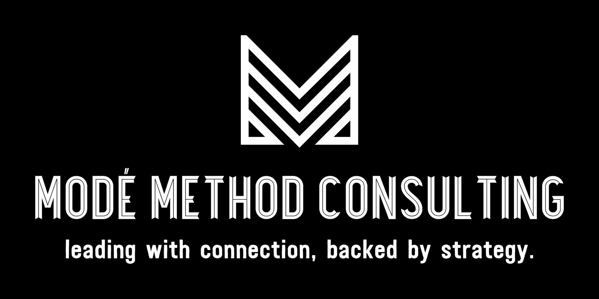 Logo for Mode Method Consulting: white text and design on black background.