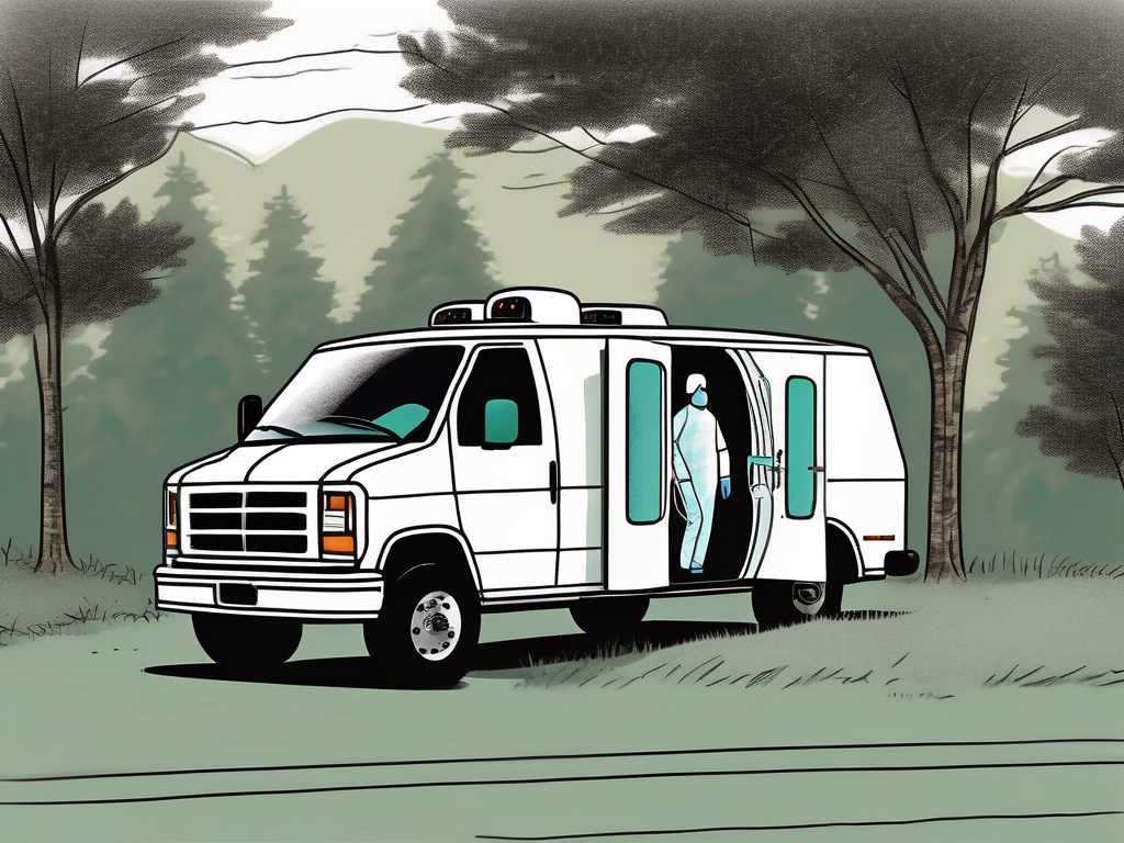 A cartoon drawing of an ambulance with the doors open