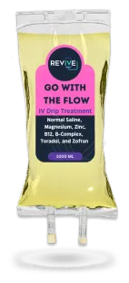 A bag of revive go with the flow drip treatment