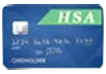 A close up of a blue hsa credit card