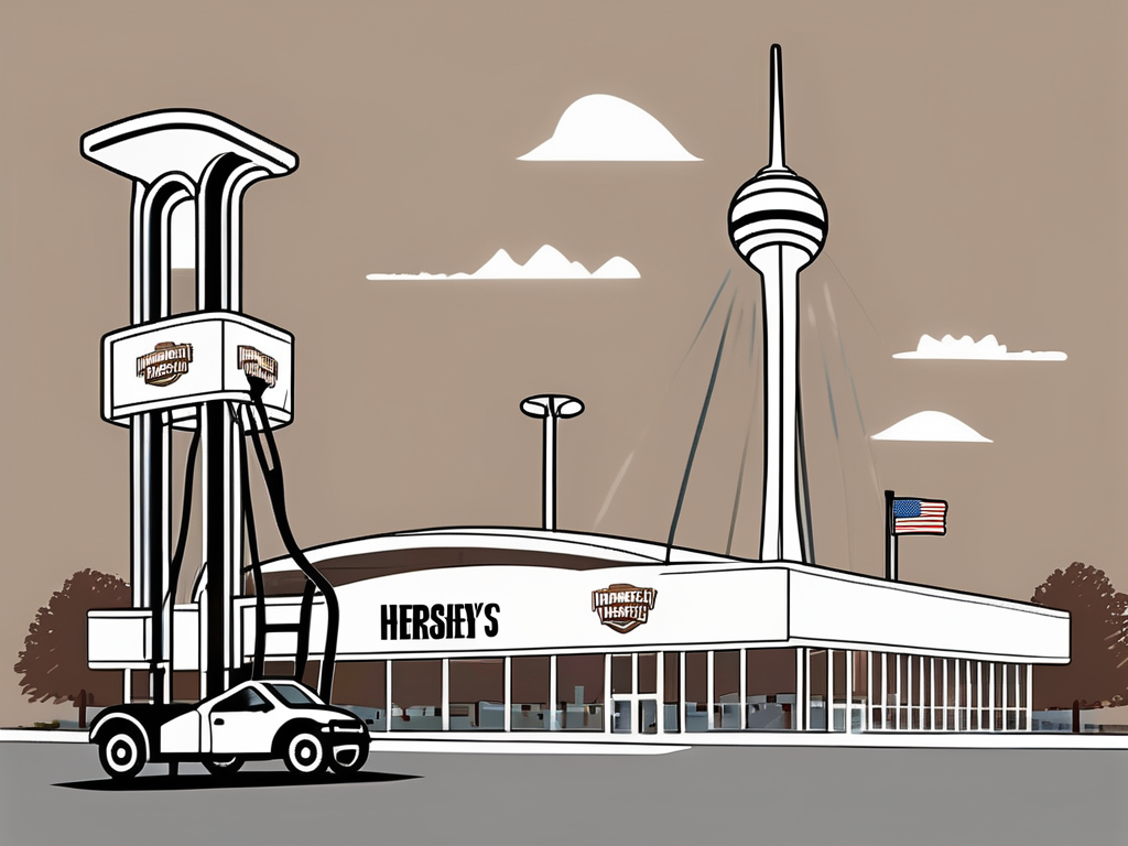 A cartoon drawing of a hershey 's gas station