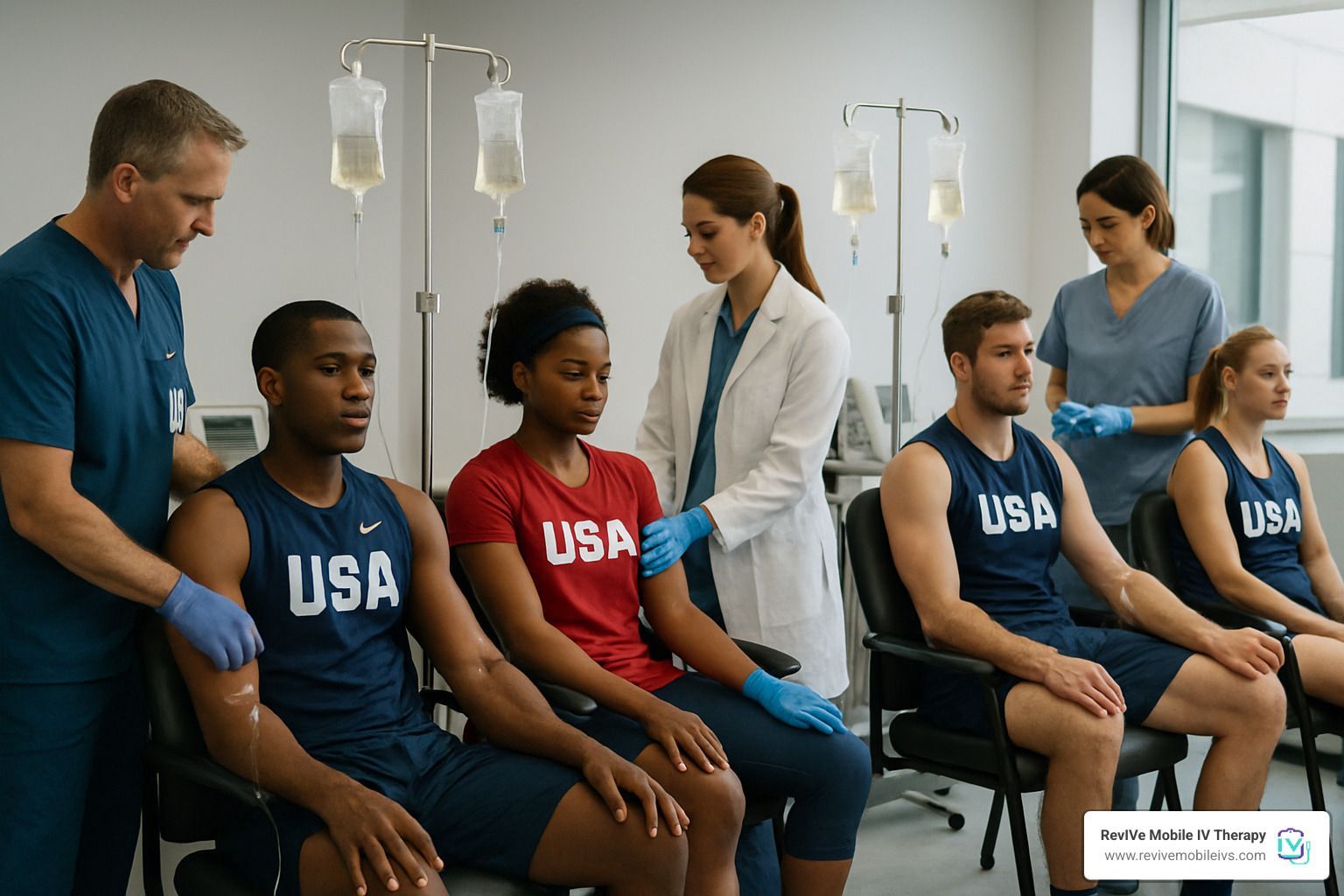 athletes receiving IV hydration - IV hydration for athletes