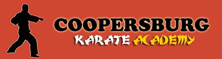 A logo for coopersburg karate academy with a silhouette of a man