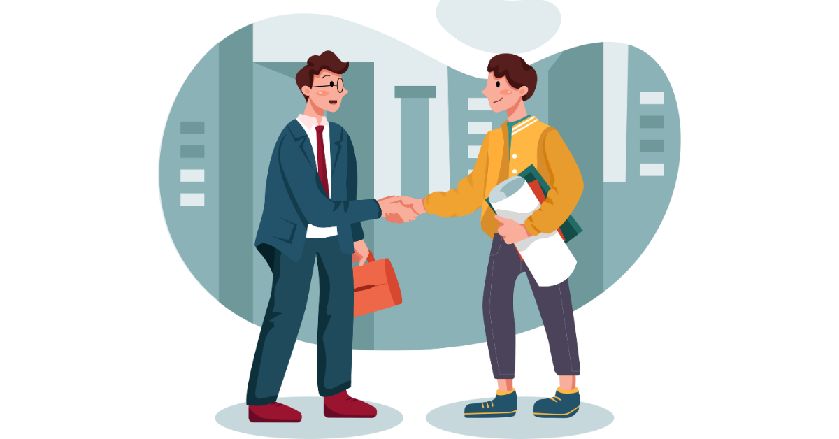 two people shaking hands and working on a business relationship