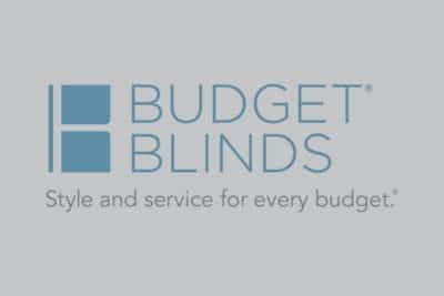 The logo for budget blinds style and service for every budget.