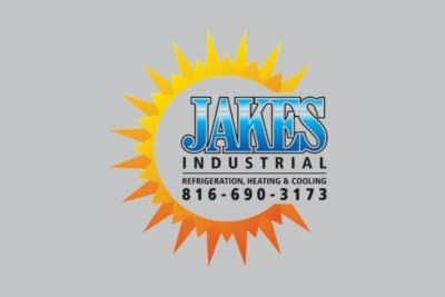 A logo for jakes industrial refrigeration heating and cooling