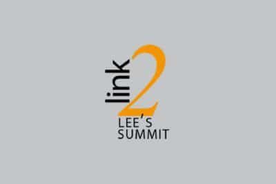 A logo for lee 's summit is shown on a gray background