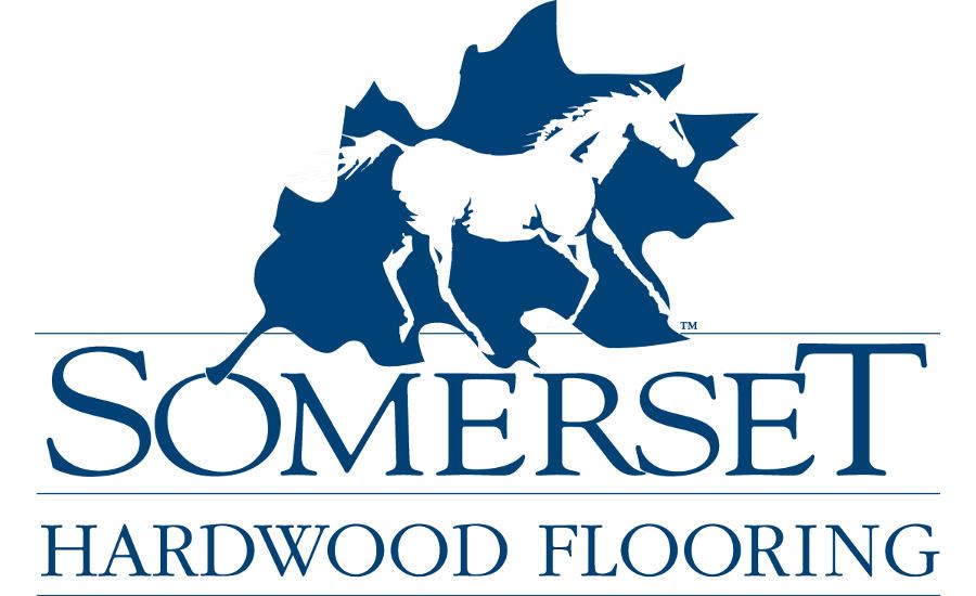 a blue and white logo for somerset hardwood flooring