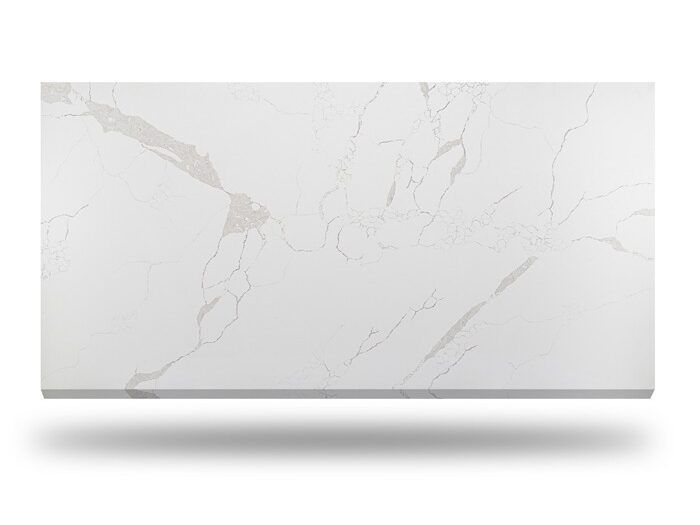 a white marble slab is floating on a white surface .