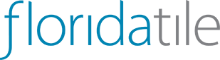 a blue and white logo for floridatile on a white background