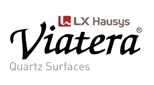 the logo for lx hausys viatera quartz surfaces