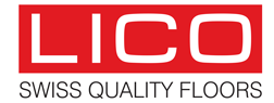 the logo for lico swiss quality floors is red and white .