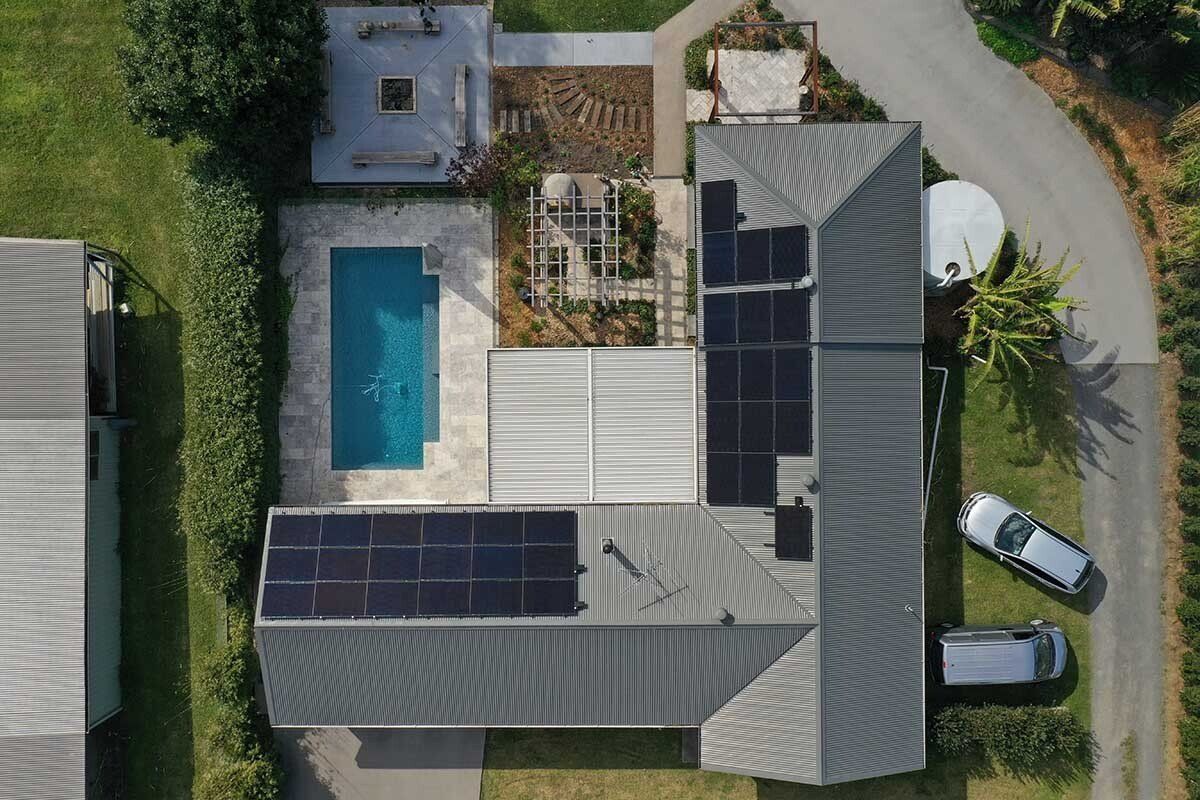 Top View of Solar Panels — Local Electrician in Port Stephens, NSW