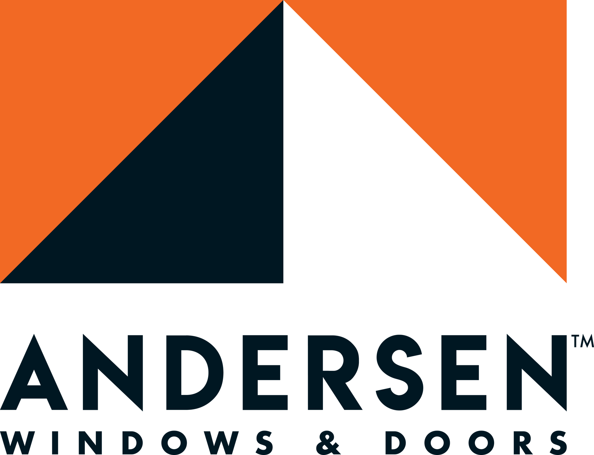 Andersen Windows & Doors logo: Orange and white triangle above the company name, with