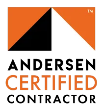 Andersen Certified Contractor logo: orange/black/white geometric shapes above text.