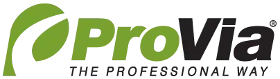 ProVia logo with a stylized green leaf and text 