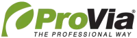 ProVia logo with a stylized green leaf and text 