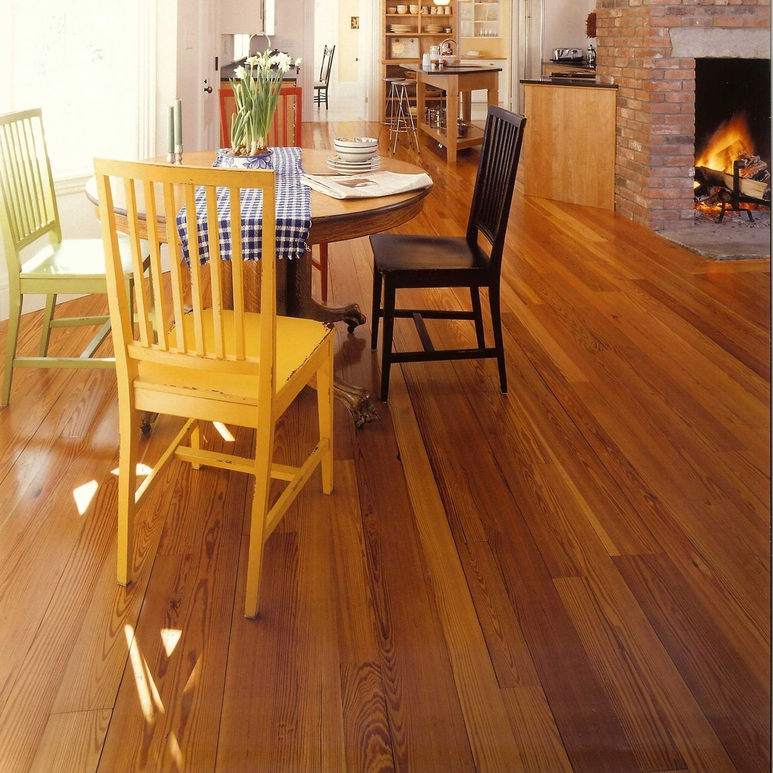 dining area with wood flooring