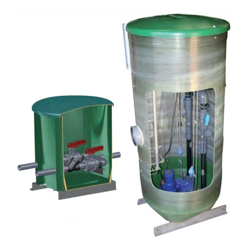 Pompe de relevage verte vue en coupe