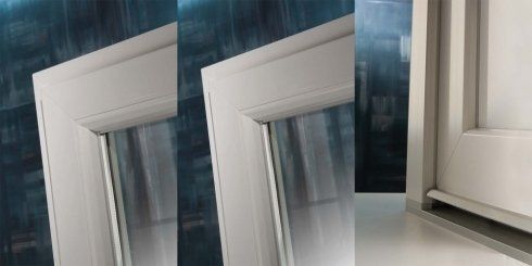 finestra bianca in PVC del negozio