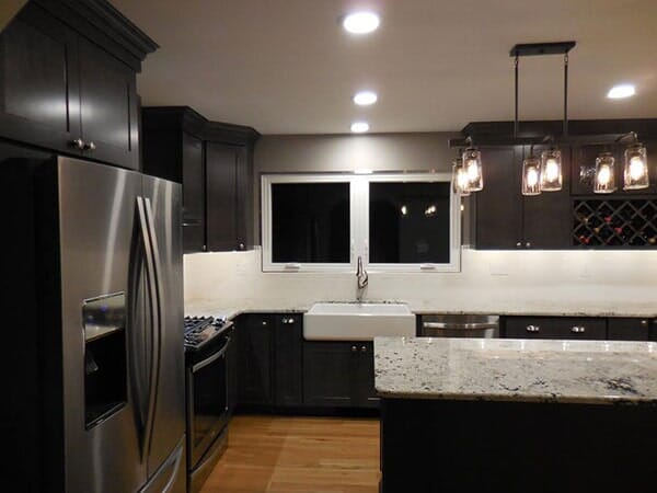 White and dark brown kitchen furnitures and fixtures - Kitchen and bath services in Waldorf MD